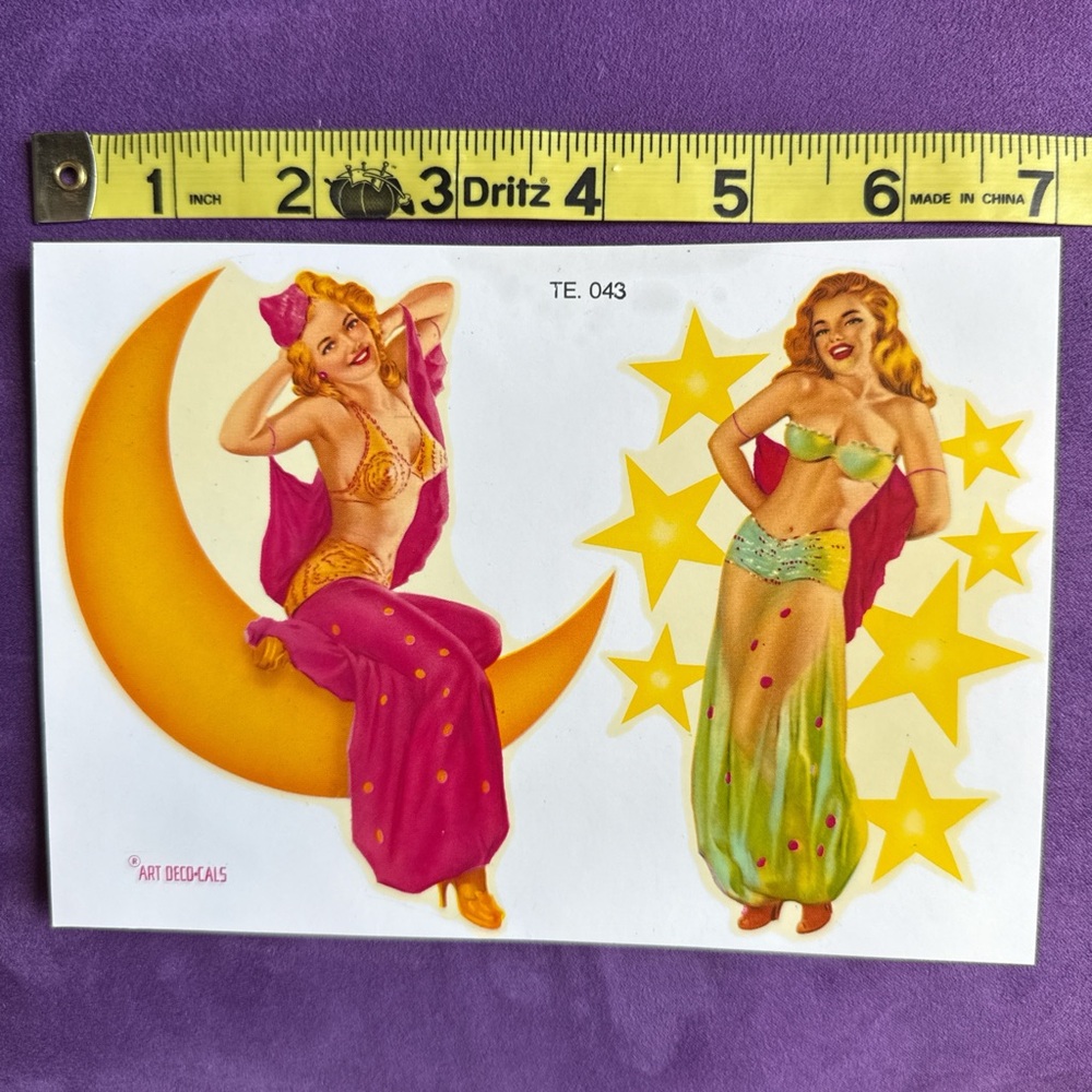 Authentic Vintage Pinup Girl Decals — Apply With Water!